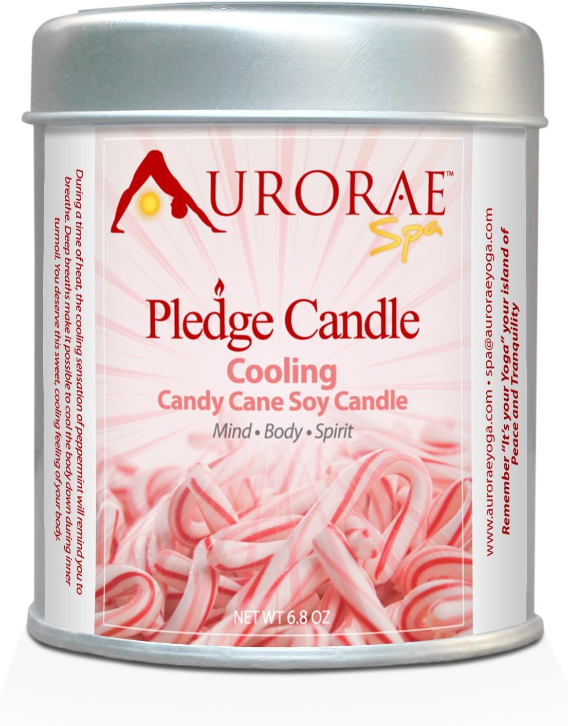 Aurorae 6.8 oz Peppermint Candy Cane Scented Soy Aromatherapy Candle