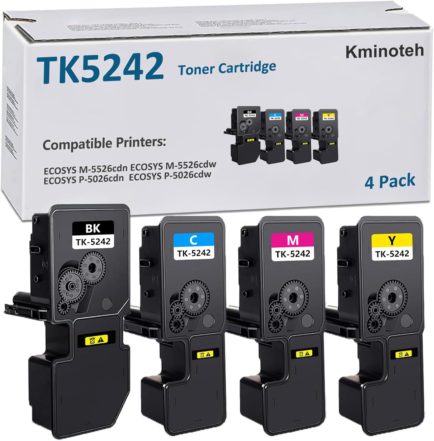 TK5242 TK-5242 Replacement for Kyocera TK-5242 Toner Cartridge Set Compatible for Kyocera ECOSYS M5526cdn / M5526cdw / P5026cdn / P5026cdw Laser Printers (4PACK)