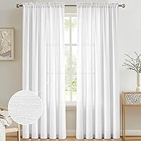 Vista 12 de Cortinas semitraslúcidas de 96 pulgadas de largo, cortinas rojas con dobladillo para cortinero, para sala de estar, dormitorio, paneles de ventana