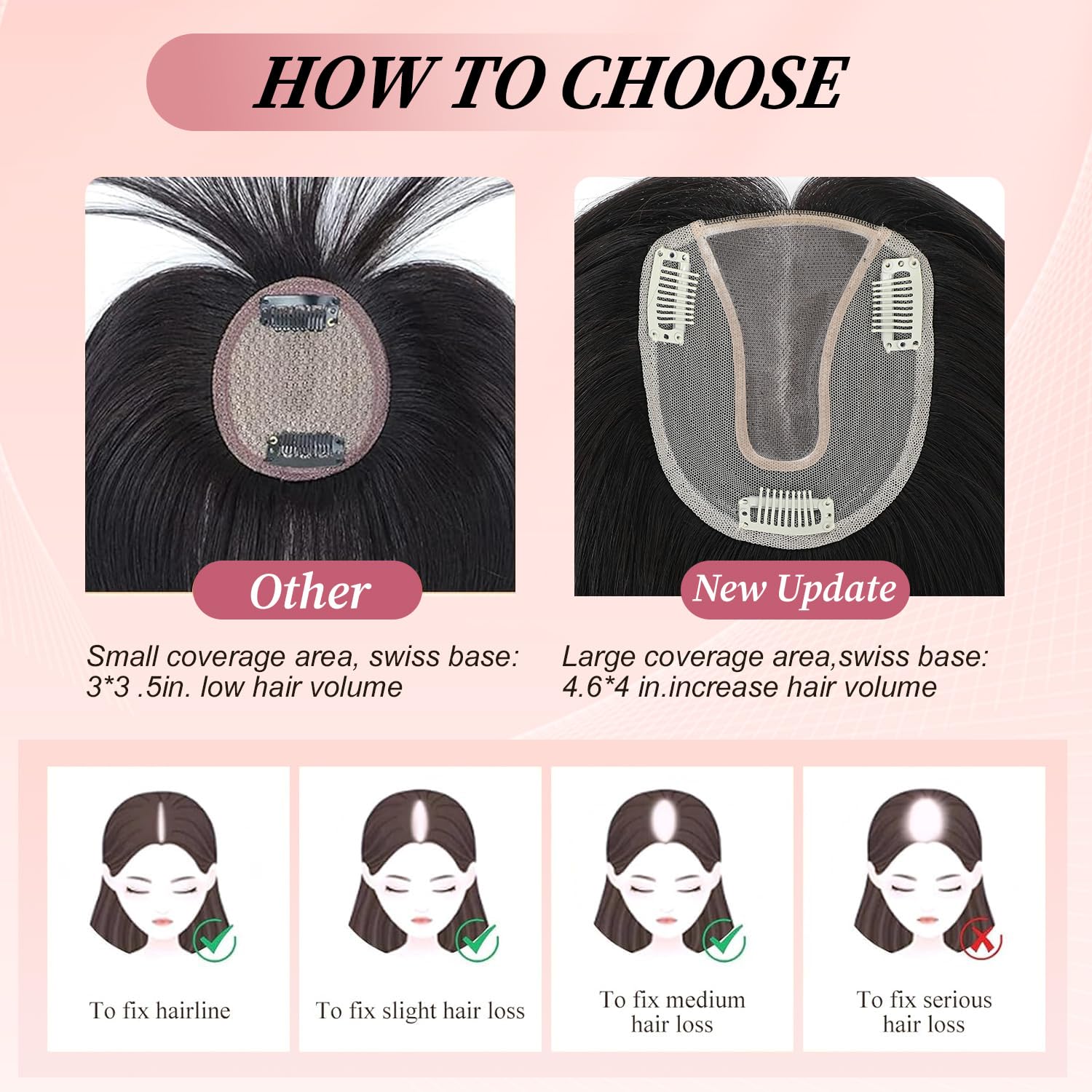YAMI Hair Toppers for Women Real Human Hair 100% Real Human Hair Toppers for Women (Medium Brown with Highlight)