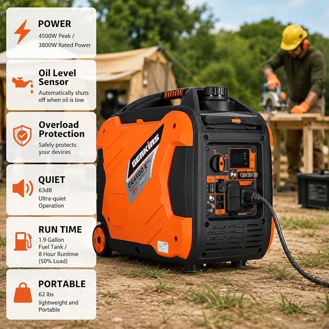 Generador portátil a gasolina Genkins 4500W inverter miniatura 3