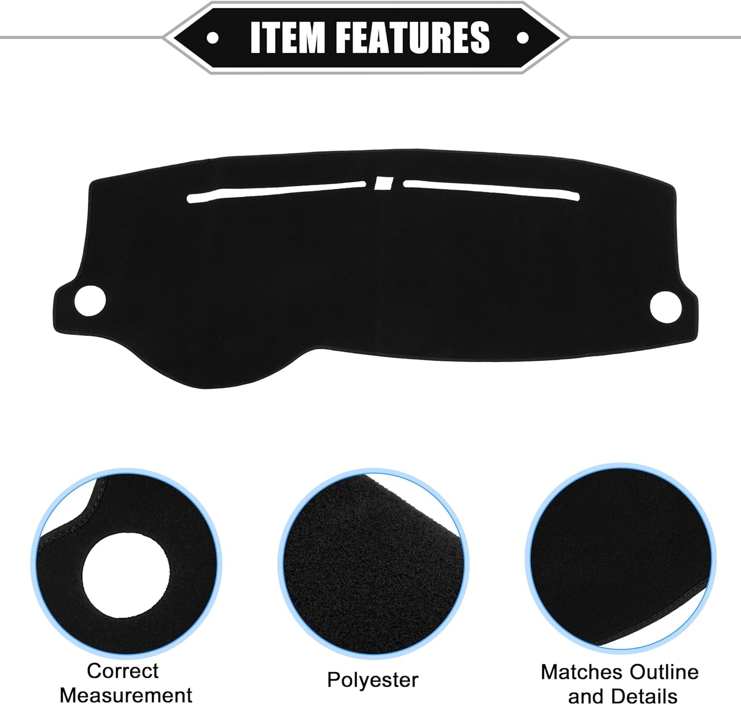 Car Dashboard Cover Mat Compatible for Kia Rio 2017-2021, Protective Polyester Black Center Console Interior Trim Dash Board Mat