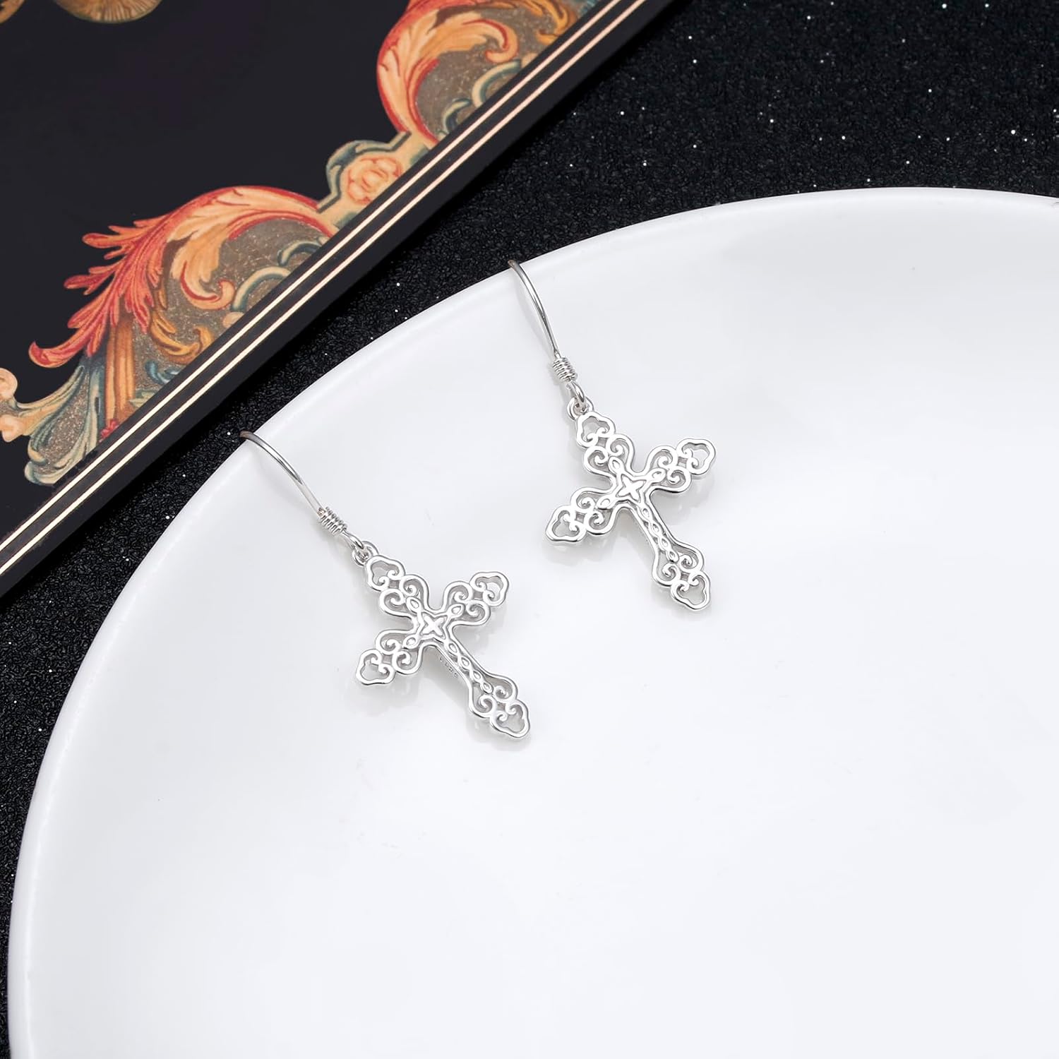 S925 Sterling Silver Gothic Cross Earrings Religion Jewelry Christians Gifts for Women Men