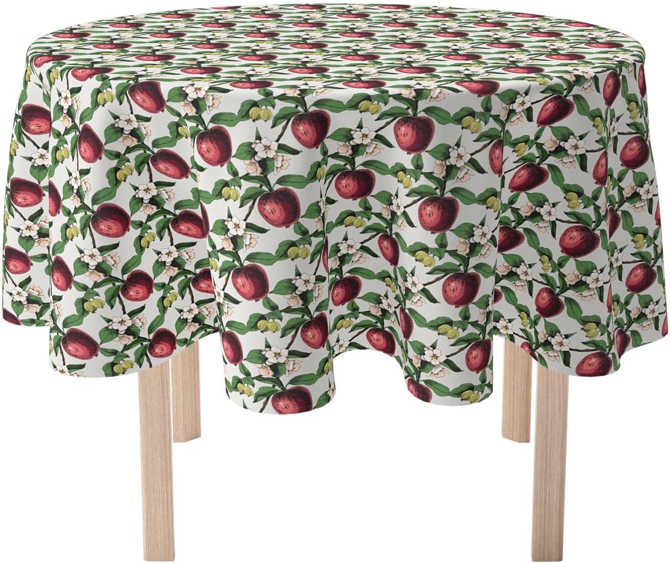Fabric Textile Products, Machine Washable, 100% Milliken Polyester, Tablecloths, Table Runners, Napkins, & Outdoor Tablecloths, Apples in Branches (70" Round)