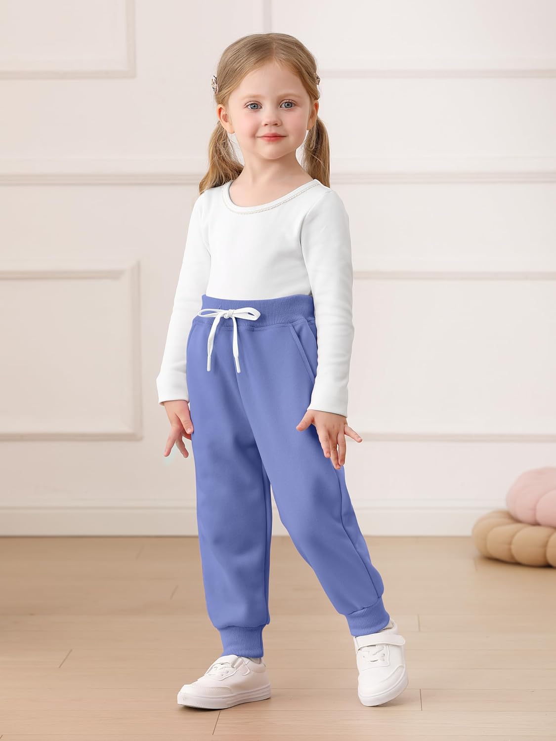 Resinta 3 Pack Toddler Girls' Fleece Pants Baby Casual Pull On Active Sweatpants Warm Joggers with Pockets Drawstring - Image 7