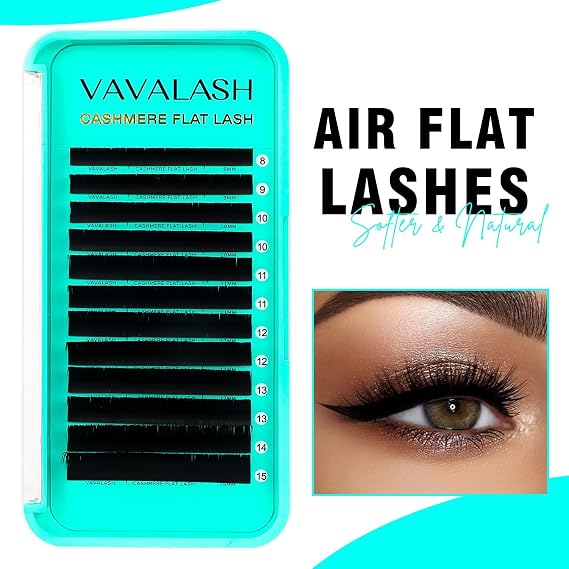 VAVALASH Cashmere Ellipse Flat Lashes 0.15 0.2mm C D Curl 6-17mm Soft Lightweight Classic Lash Extensions Matte Split Tip Natural Eyelash Extensions Professional Salon Use(0.15-C-6mm)