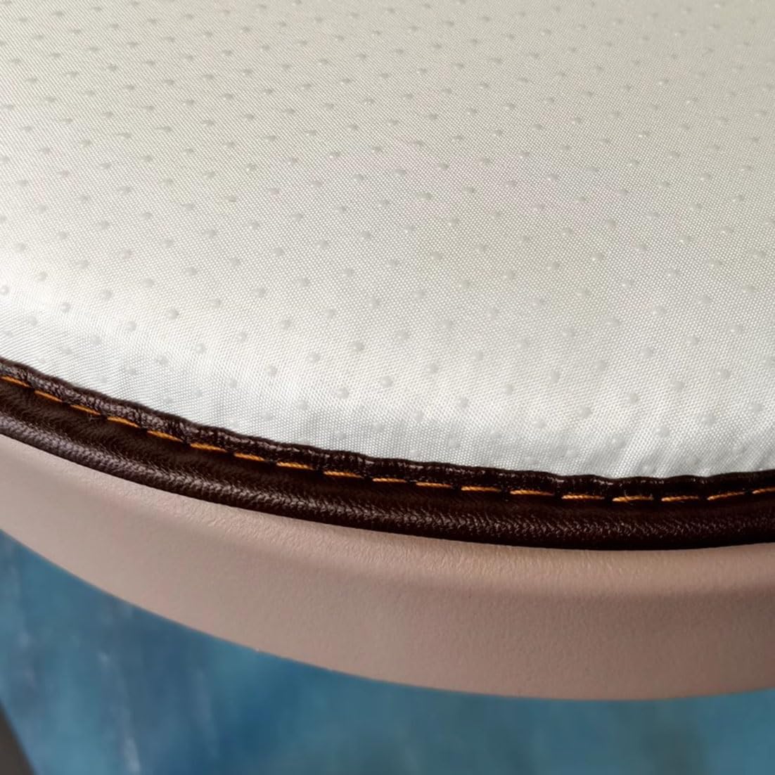 Set 2 Cuscini Per Sedie In Ecopelle - Rotondi, Memory Foam 4cm, Antiscivolo, Diametro 35cm - Foto 11