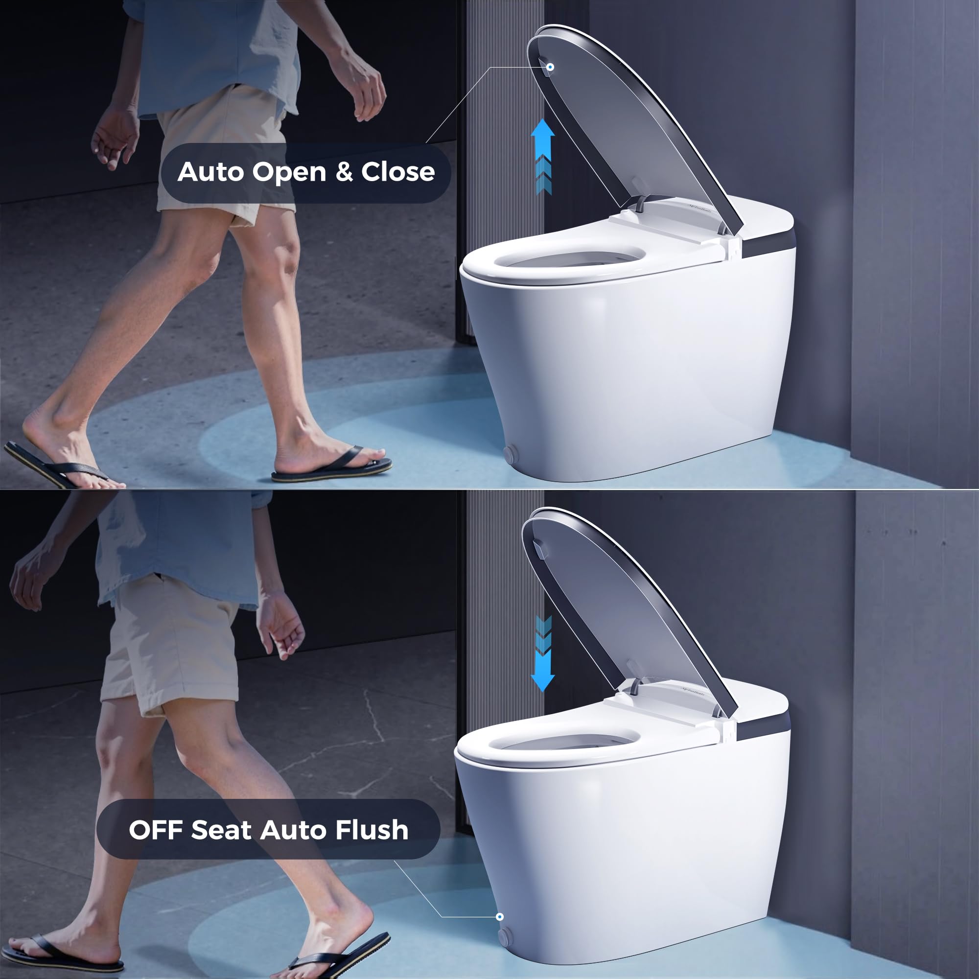 Smart Toilet, Bidet Built In, Instant Warm Water, Heated Seat, Auto Open/Close, 1000G MaP Power Auto Flush，Self Cleaning Nozzle, Water Filter, ADA Comfort Height, Night Light, Air Dryer & Deodorizer