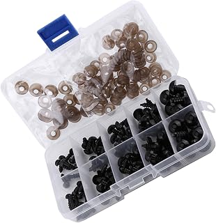 Black Plastic Toy Eyes 100pcs with Gasket for Dolls Puppets 6-12mm