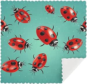 Amazon.com: OURTEV Red Ladybugs On A Blue Background Print Dishcloths ...