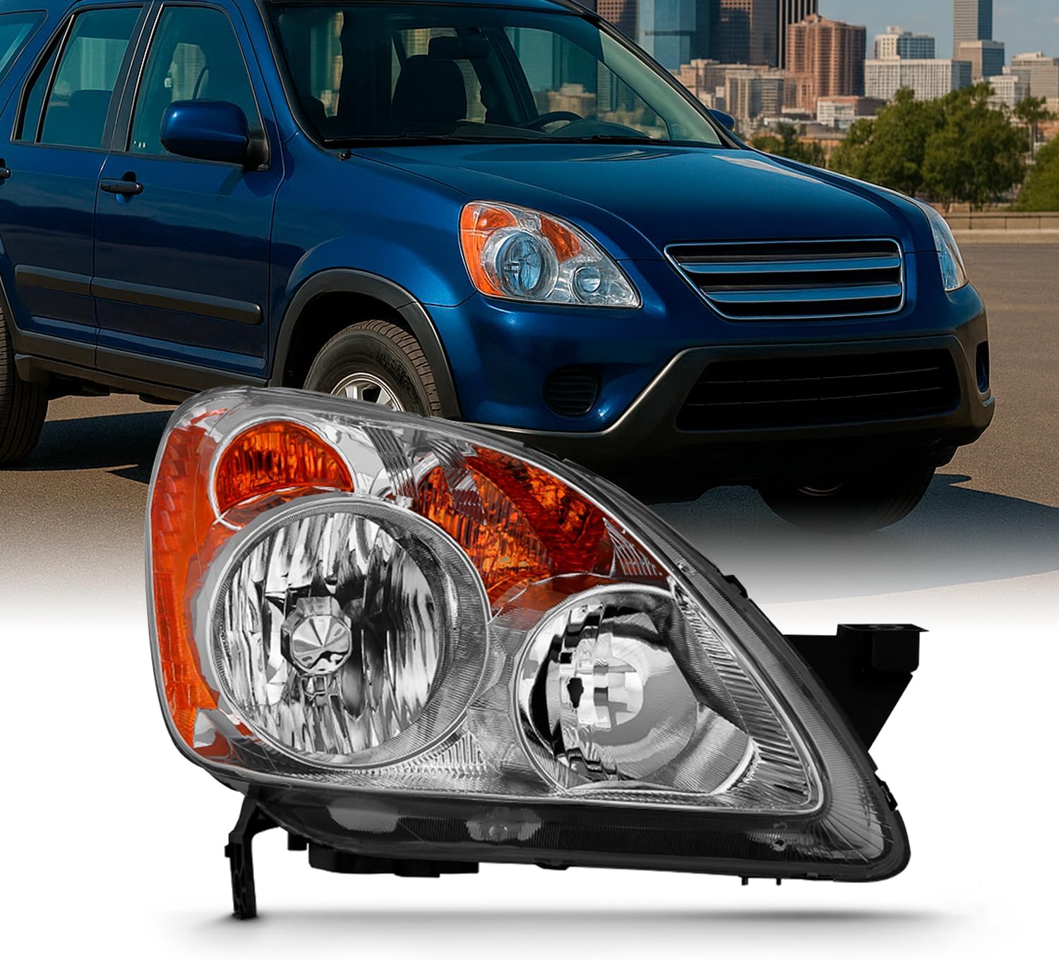 AKKON - [Halogen Style Headlights For 2005-2006 Honda CR-V CRV 4DR Driver Left+Passenger Right Side Pair Replacement