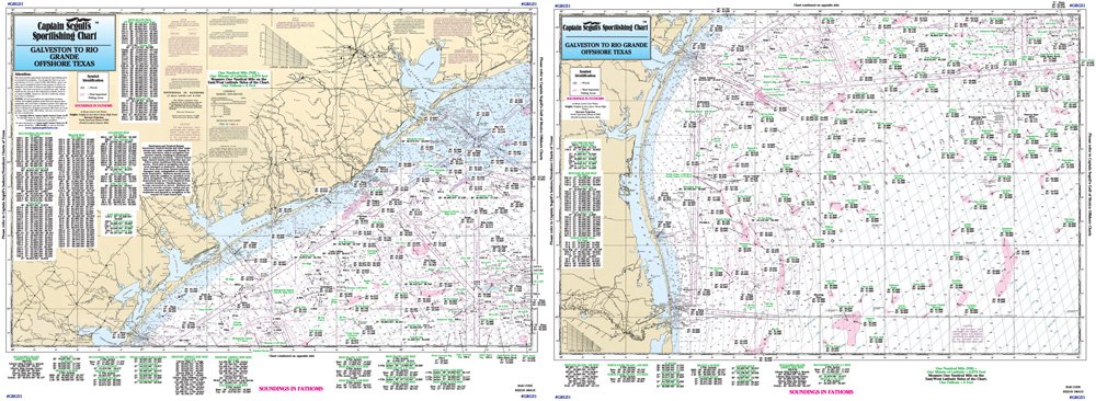Offshore Galveston to Rio Grande, TX - Laminated Nautical Navigation & Fishing Chart by Captain Segull's Nautical Sportfishing Charts | Chart # GRG51