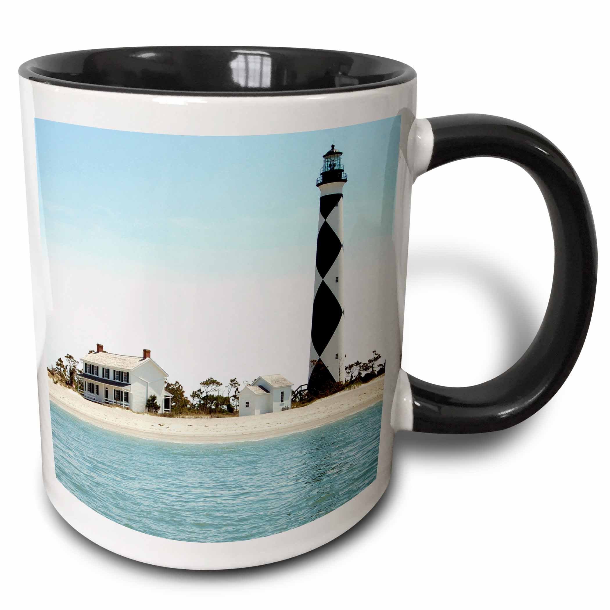 3dRoseNorth Carolina, Cape Lookout Lighthouse-Us34 Lse0035-Lynn Seldon Two Tone Mug, 11 Oz, Black/White