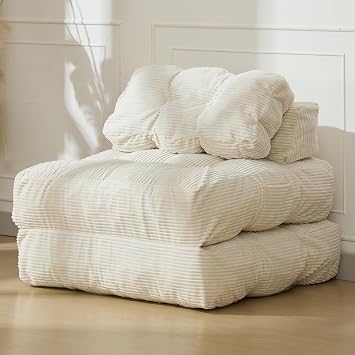 Folding Sofa Bed, Convertible Sleeper Chair with Pillow Foldable Mattress&Side Pocket, Portable Fold Out Chair Bed Comfy Floor Sofa Lounge for Living Room Bedroom