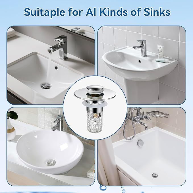 Universal Bathroom Sink Stopper & Hair...
