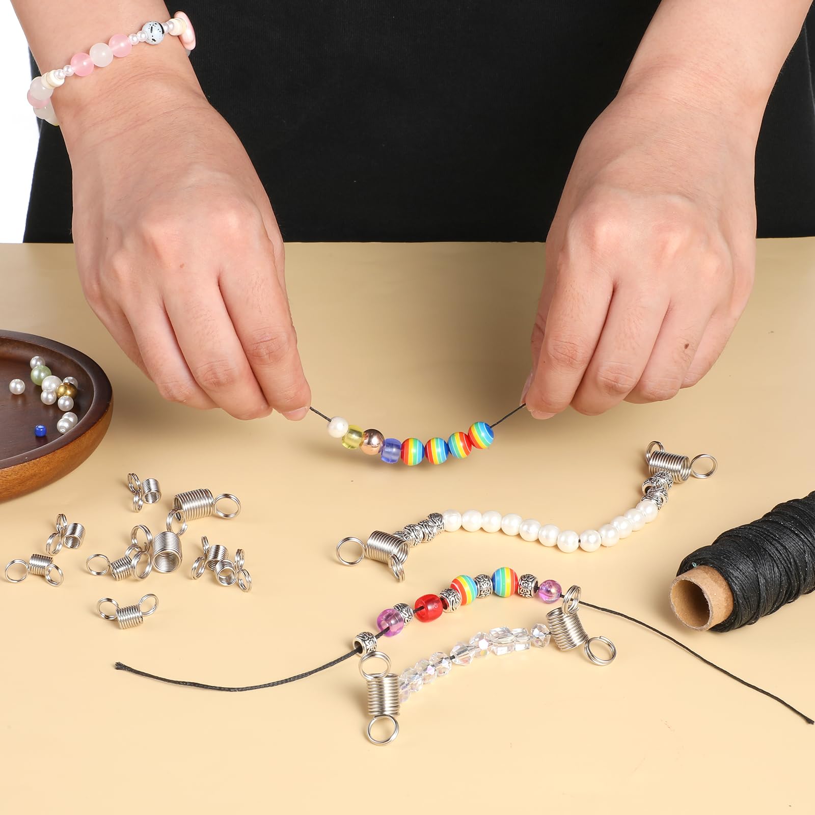 Perline Per Tessitura - Legno E Acciaio Inossidabile Fai Da Te Macchina Per Maglieria Fatta A Mano Set Di Perline Per Tessitura Per Bracciali Gioielli