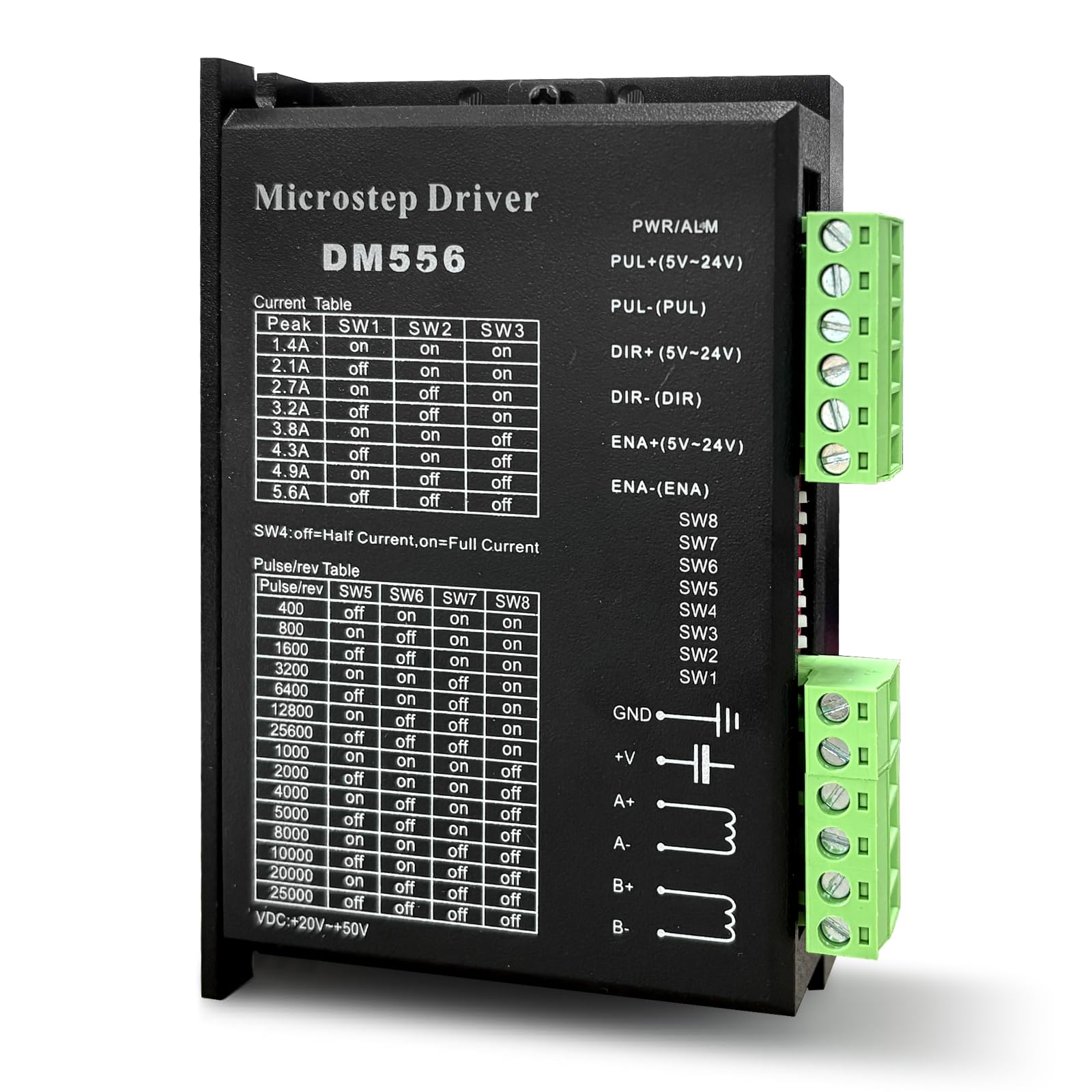 DM556 CNC Stepper Motor Driver Stepper Driver 2-Phase 1.8~5.6A 20-50V DC per Nema 17/23/42,128 Micro-Step Risoluzioni
