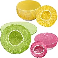 Vista 3 de 120 fundas elásticas reutilizables para almacenamiento de cuencos de alimentos, 3 tamaños, cubiertas coloridas para platos de platos de plástico