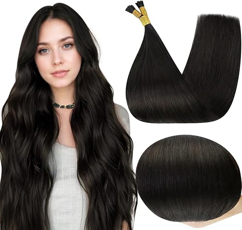 Full Shine I Tip Hair Extensions Real Human Hair 20 Inch Off Black 40 Grams Itip Human Hair Extensions Pre Bonded Extensions Itips Extensions Natural Hair