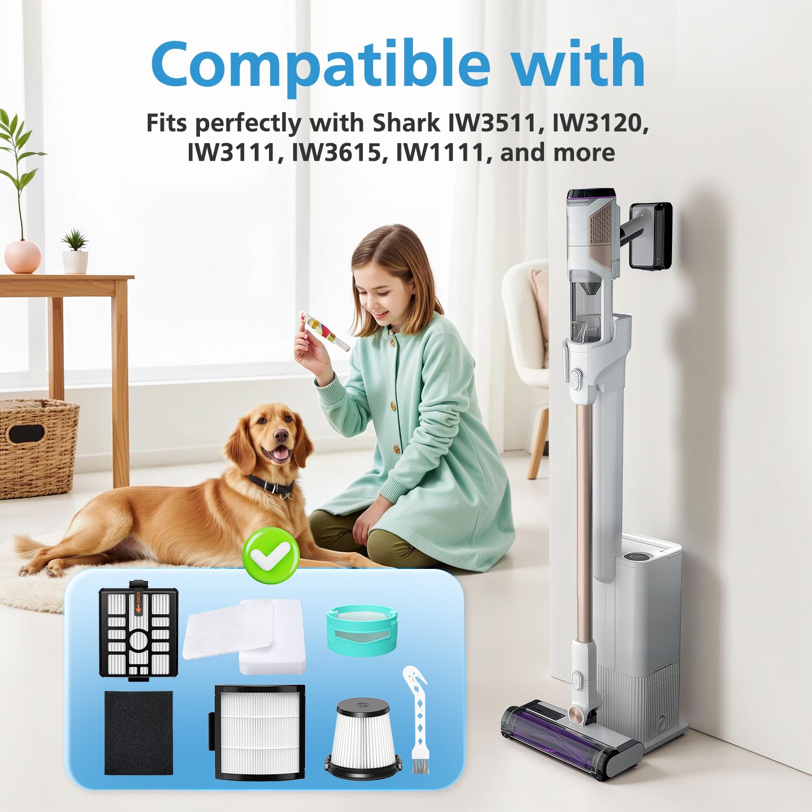 Vacuum Filters for Shark IW3511, IW3120, Filter Replacement for Shark Detect Clean and Detect Pro Series Vacuums IW3111, IW3615,W1111, Vacuum Replacement Accessories 11pcs