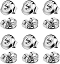 12PCS Real 925 Silver Earring Backs Replacements, 18K White Gold Plated Hypoallergenic , Secure Ear Locking for Stud Nut for Posts, 6mm