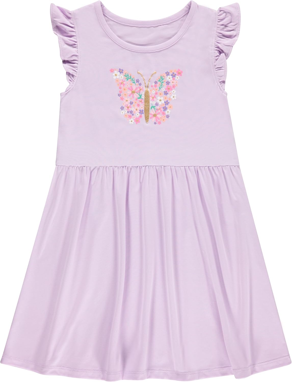 BTween Girls Dresses 3 Pack Short Sleeve Skater, Tiered & Ruffle Sleeve Dresses, Soft Brushed ITY Fabric