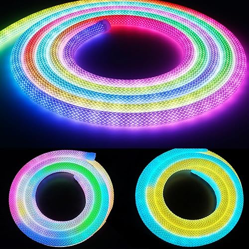 Miniatura 2 de Xnbada 6.5FT WS2811 WS2812B 360 grados redondo patrón reticulado neón LED tira 50Ledsm Smart RGB+IC silicona flexible Dream Color cuerda cinta de