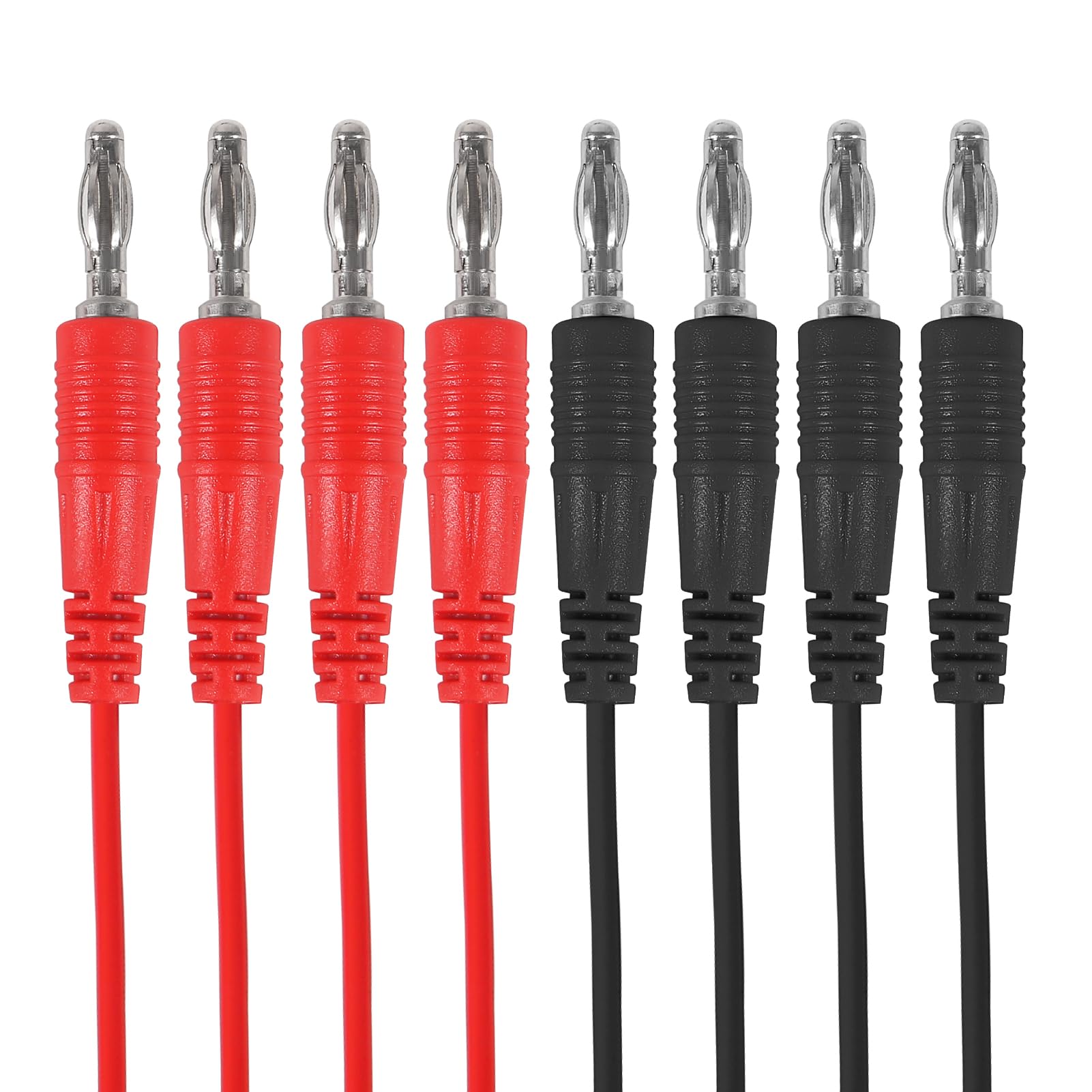 4 Paar Messleitungen mit 4 mm Bananenstecker auf Multimeter-Testhaken, 100 cm, Elektro-Starthilfekabel