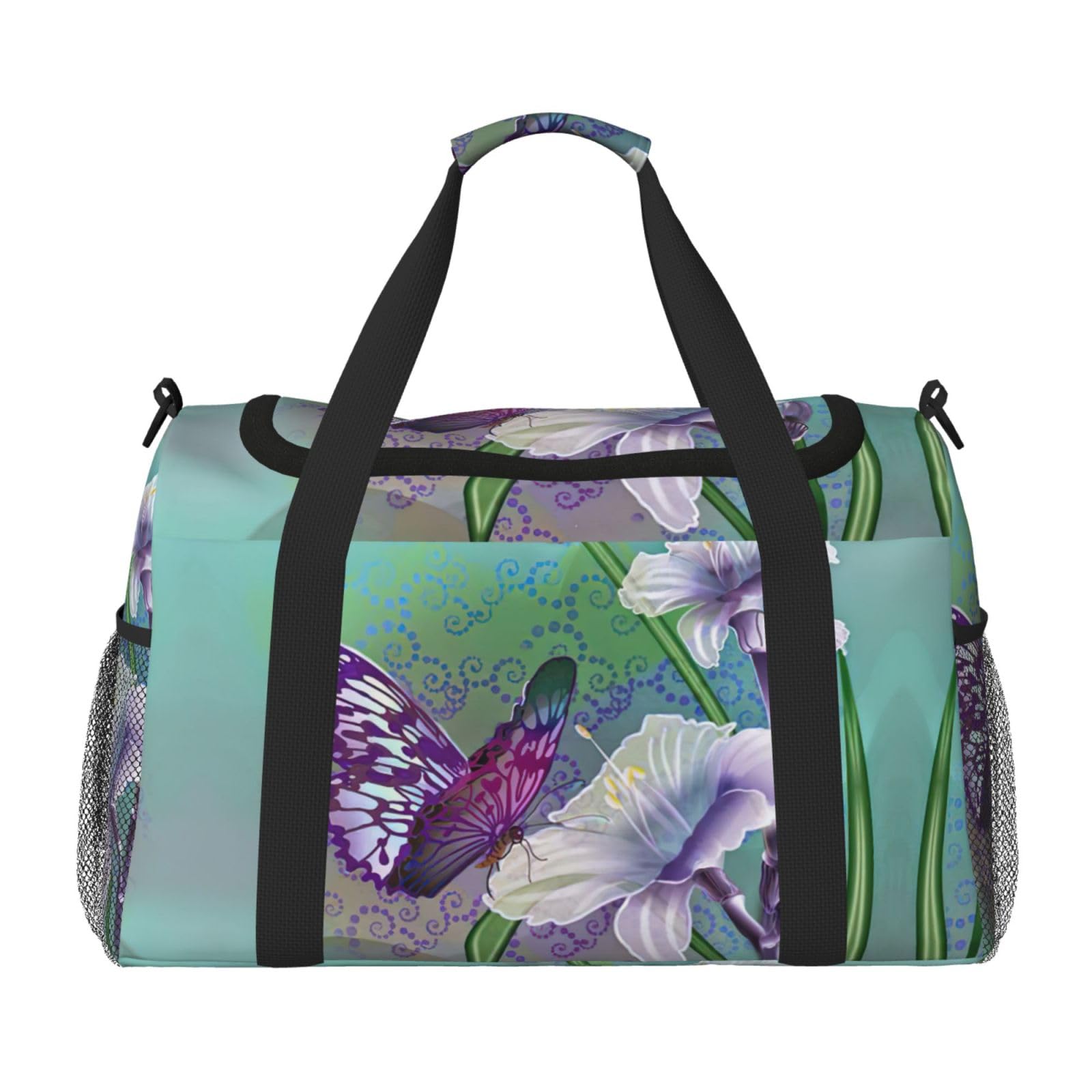 Lilie i motyl torba na ramię kobiety mężczyźni podróżna torba crossbody torebka torba na ramię torebki robocze codzienna torba hobo