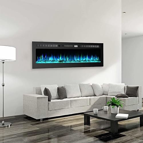 Miniatura 6 de Chimenea eléctrica de 60 pulgadas, chimenea montada en la pared, chimenea eléctrica empotrada, chimenea LED, chimenea lineal, 7501500 W