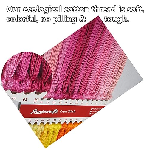 Miniatura 3 de Awesocrafts Kits de punto de cruz, patrón estampado de flores, 11 quilates, fácil de punto de cruz, bordado de costura, suministros (flor)