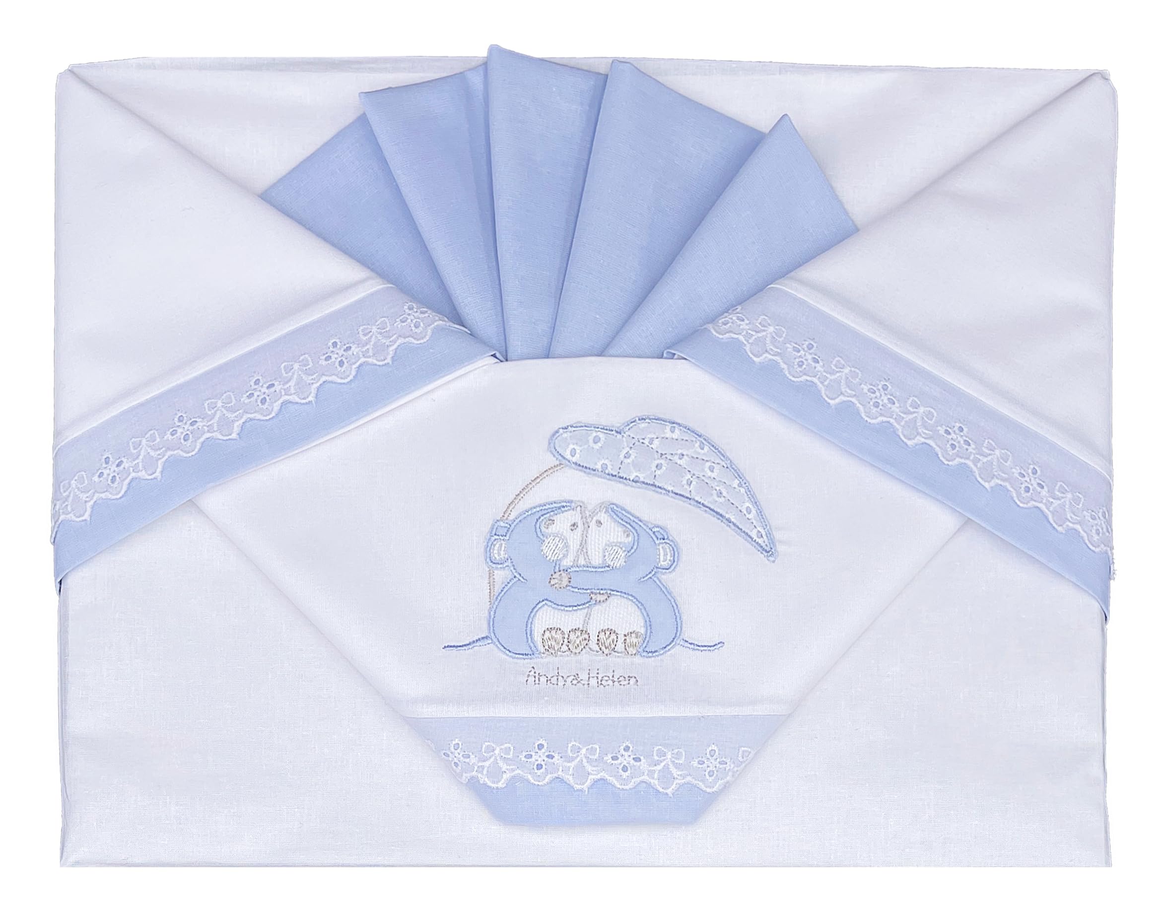 Andy&Helen Complete Fitted Sheet Set including Elasticated Corners + Pillowcase, Sky Blue, TOPINI