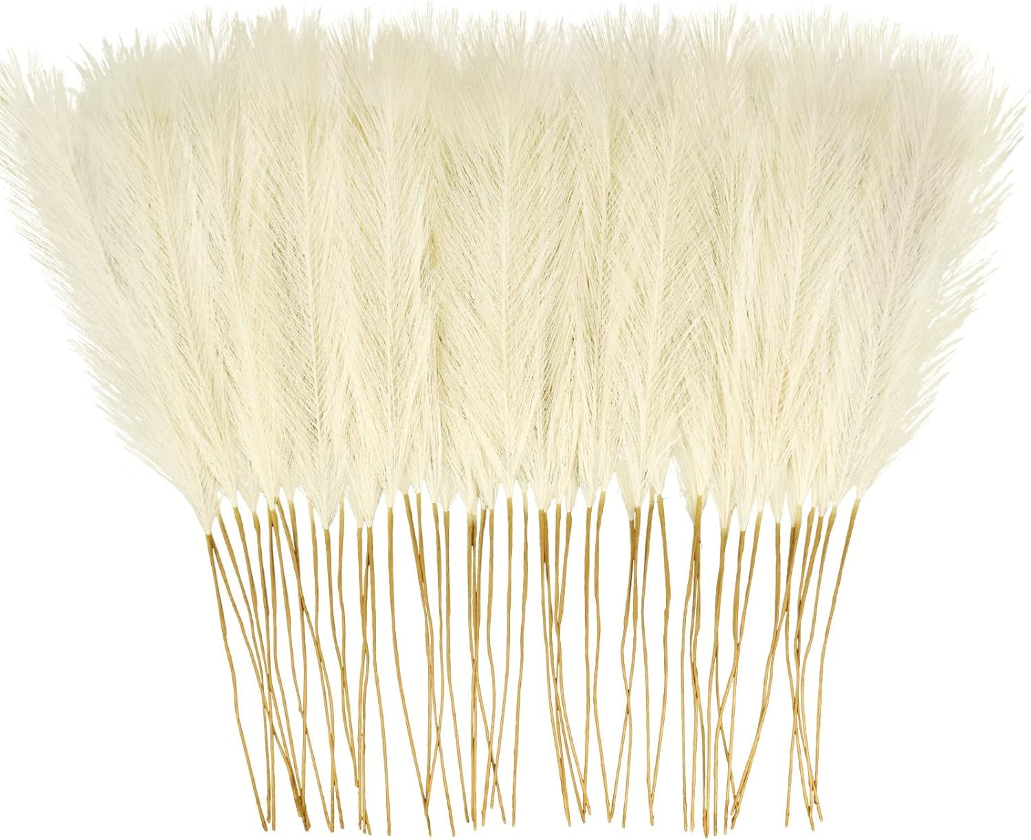 Hierba de las pampas beige sintético y flores beige falsas para arreglos florales decorativos