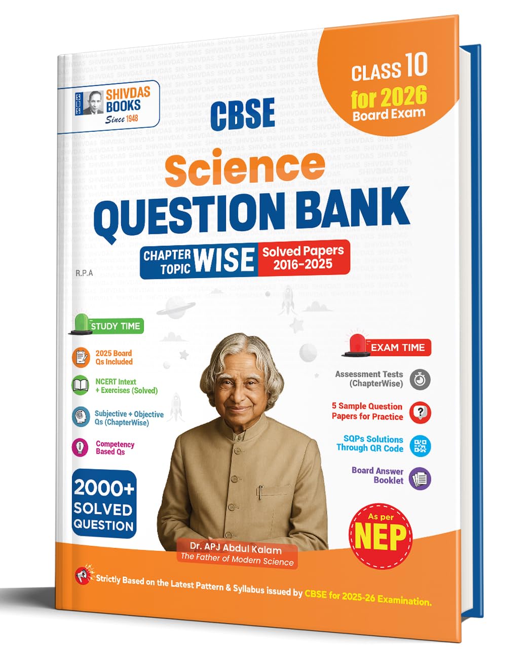 Shivdas CBSE Class 10 Science Chapterwise and Topicwise Question Bank with Previous Years Questions and Most-Probable CBQs by Shivdas for 2026 Board Exams (As per NEP) UPDATED