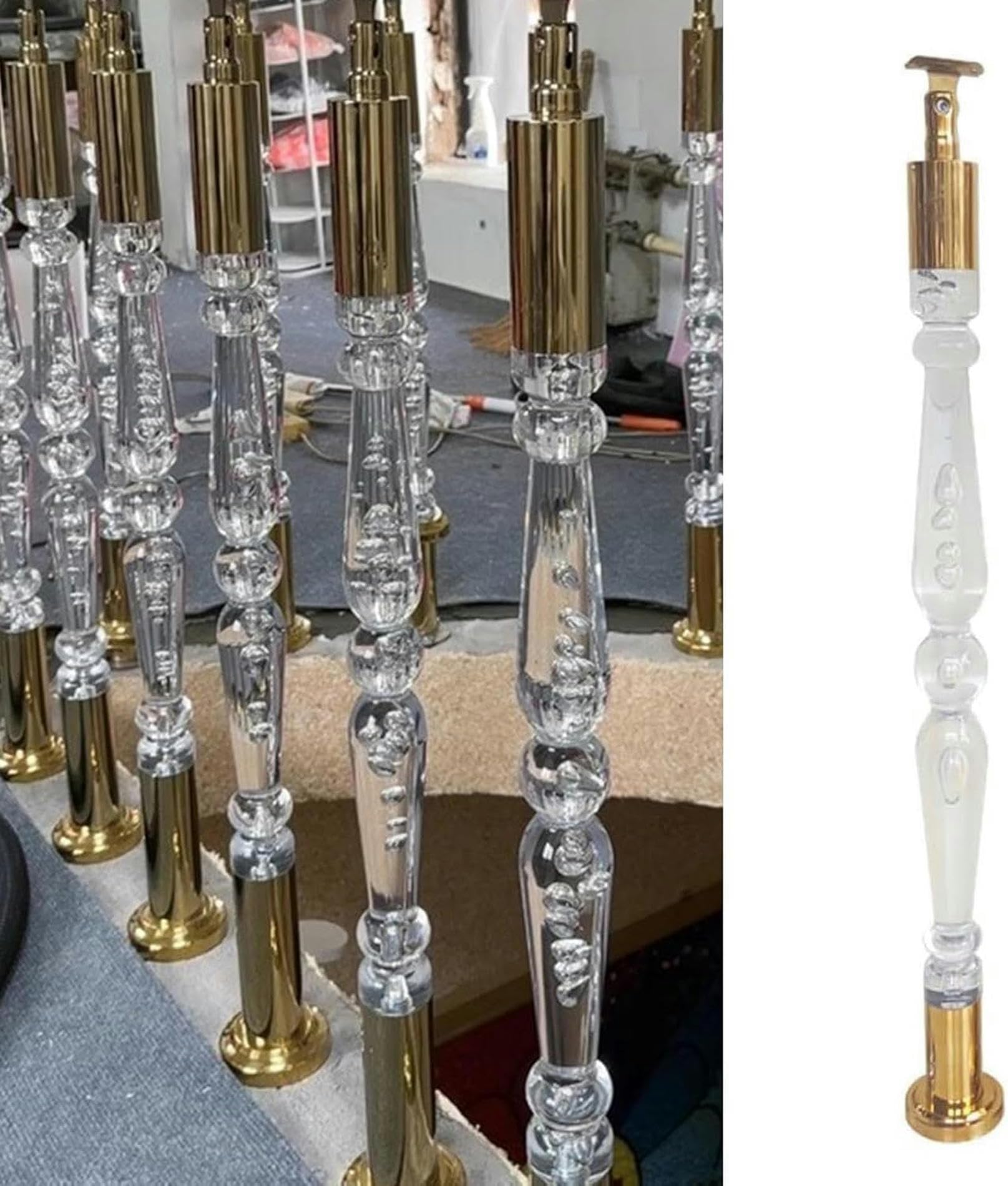Poteaux de balustrade d'escalier intérieur en acrylique transparent