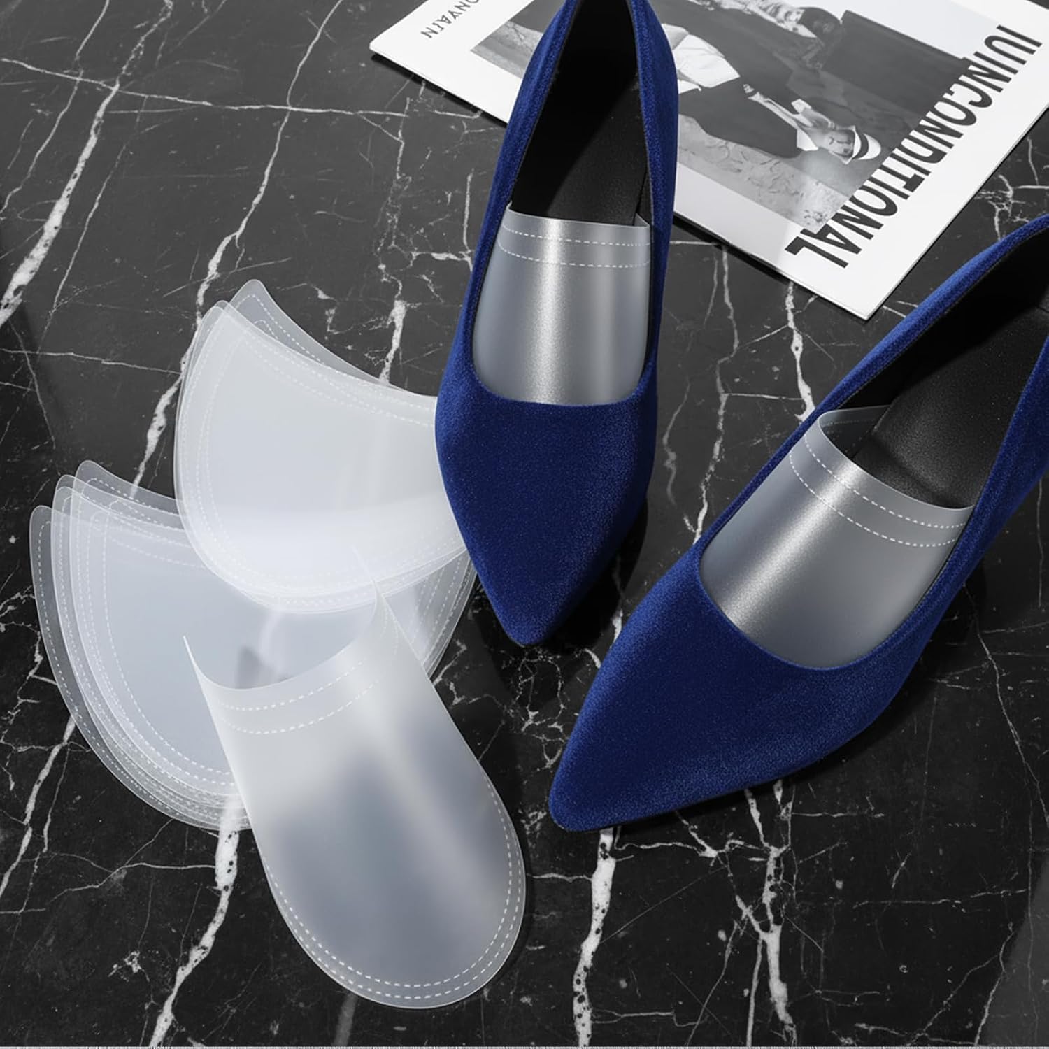 Kifmurase 100Pcs Shoe Tree Inserts for Men & Women, Plastic Shoe Shaper for Shoes, Clear Shoes Shaper Keeper, Crease Protector, Flexible Shoetree Shapers Stretcher, Adjustable Boot Shapers Holder