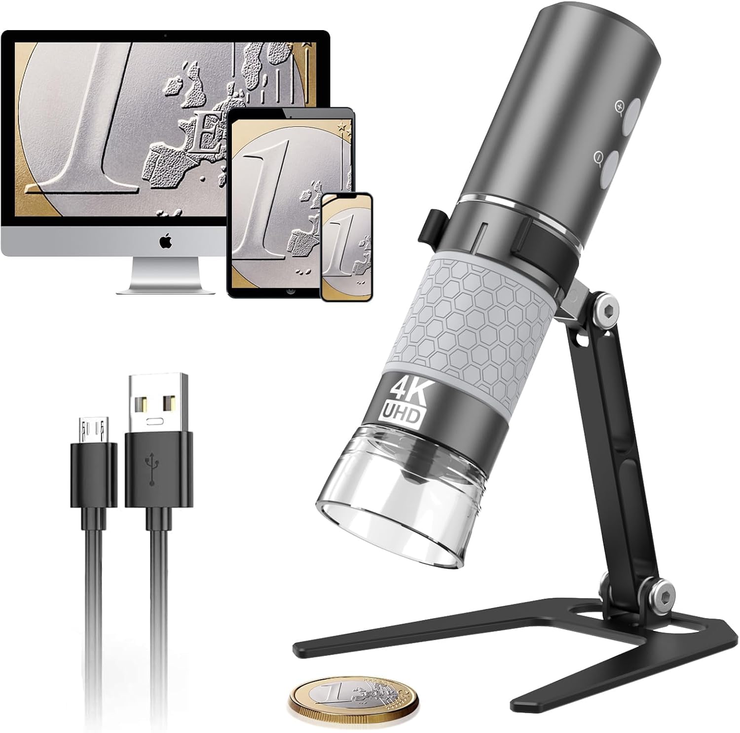 atdaraz 4K WiFi Microscope Upgraded Stand for iPhone/Android PC, 50-1000X USB Digital Microscope Wireless HD Endoscope Camera for All Cellphones iPad Android Tablet Windows Mac Chrome Linux Computer