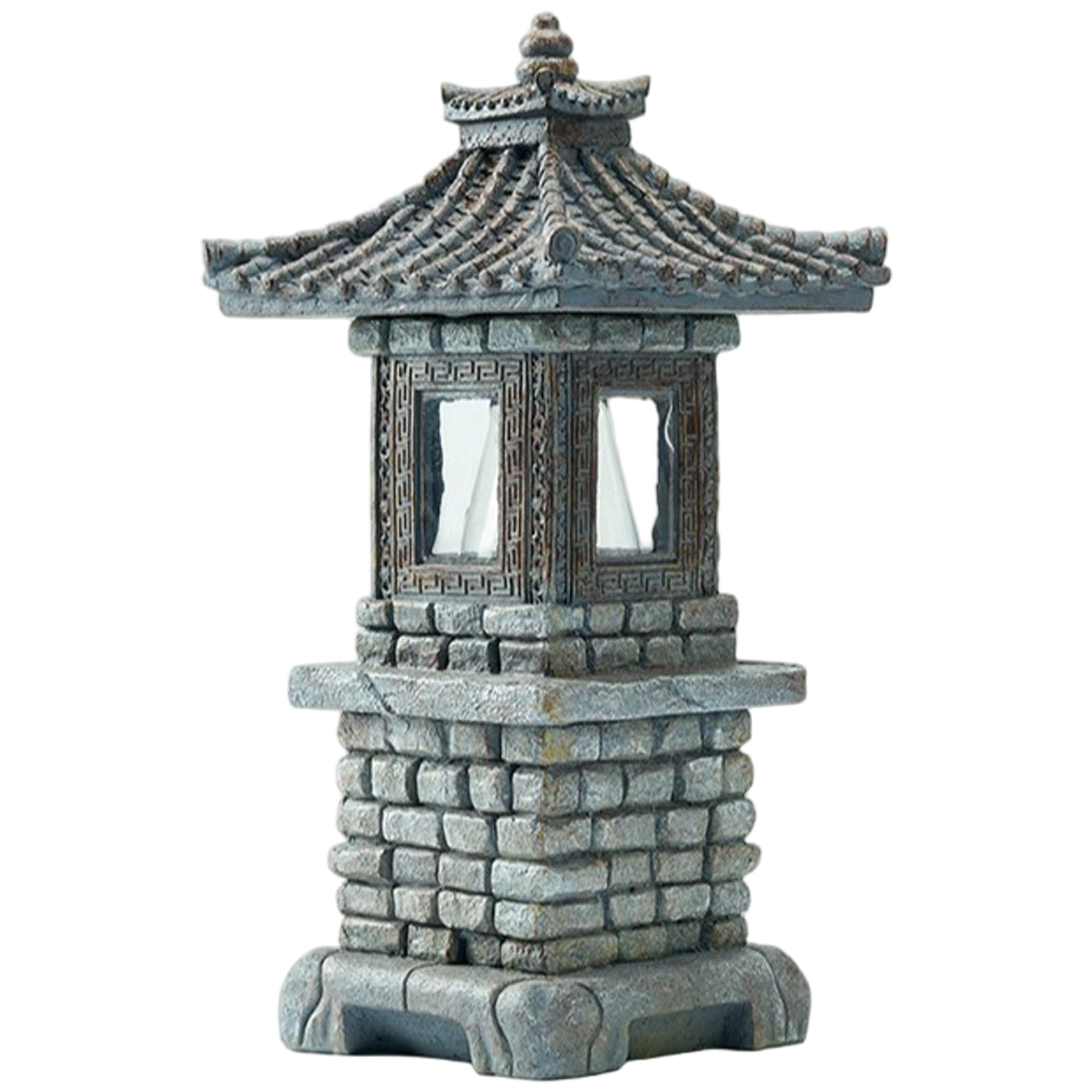 Striegro Pagoda Garden Statue, Solar-powered Pagoda Garden Statue Auto-on Led Lantern For Zen Outdoor Decor, Dark Gray..