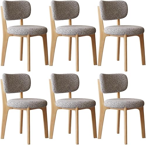 Miniatura 24 de YVYKFZD Solid Wood Dining Chairs, Fabric Dining Room Chair Set of 2/4/6, Upholstered Kitchen Chairs with Curved Backrest, Armless Living Room Chair,