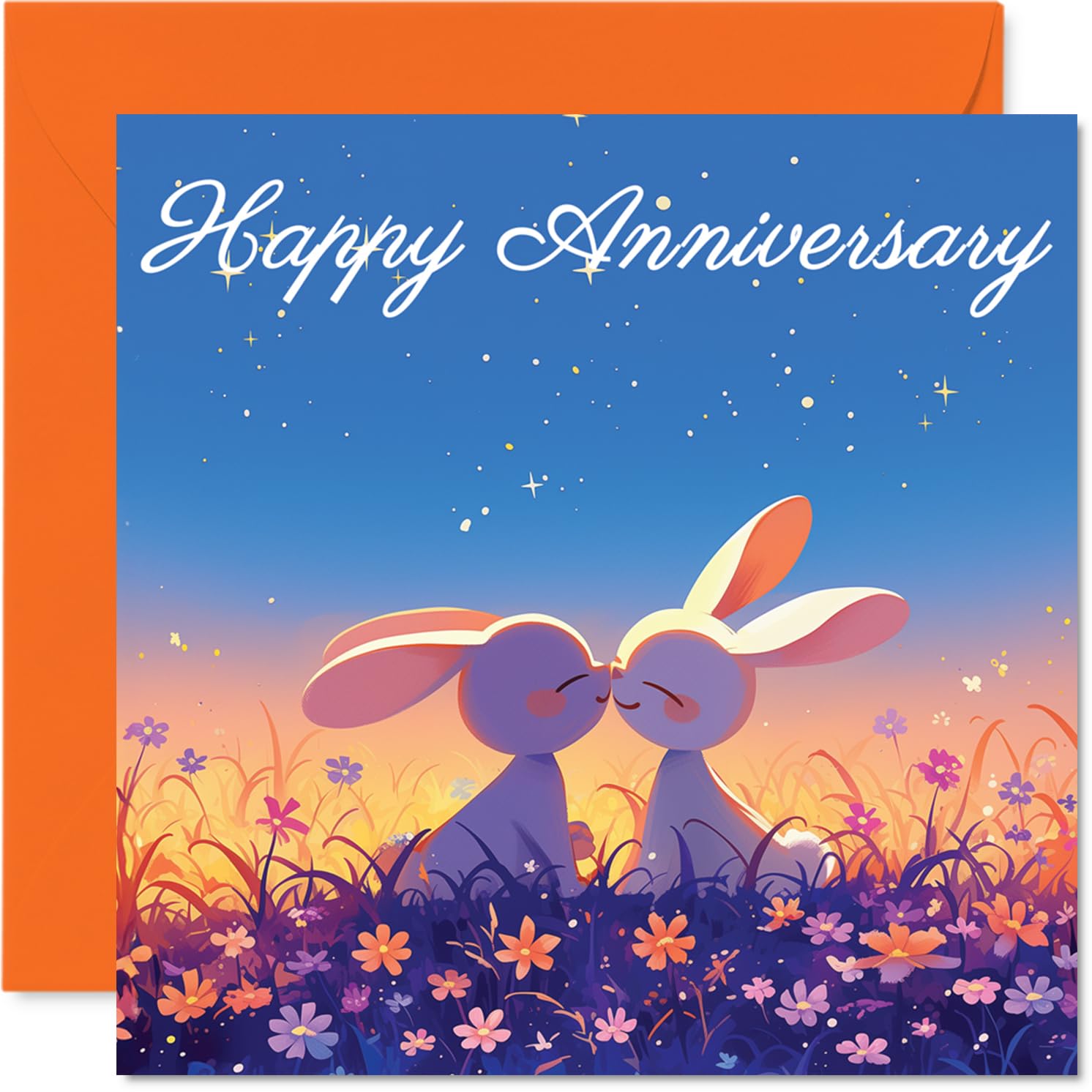 Cute Anniversary Card - Rabbits in Love - Romantic Happy Anniversary Card for Women Men, 145mm Sweet I Love You Anniversaries Greeting Cards