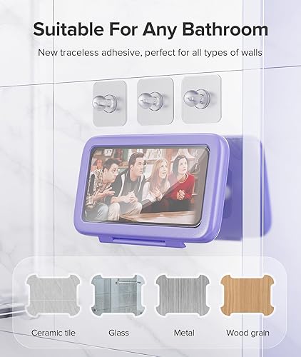 Miniatura 6 de LC-dolida Soporte para teléfono de ducha, resistente al agua, rotación 480, soporte para teléfono, para baño, cocina, espejo de pared, compatible