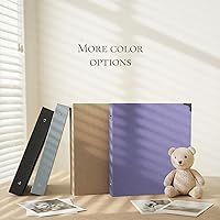 Vista 6 de Vienrose Álbum de fotos autoadhesivo de 40 páginas, tapa dura DIY, álbum de recortes con 3 anillas para niños, bodas, bebés, familia, púrpura