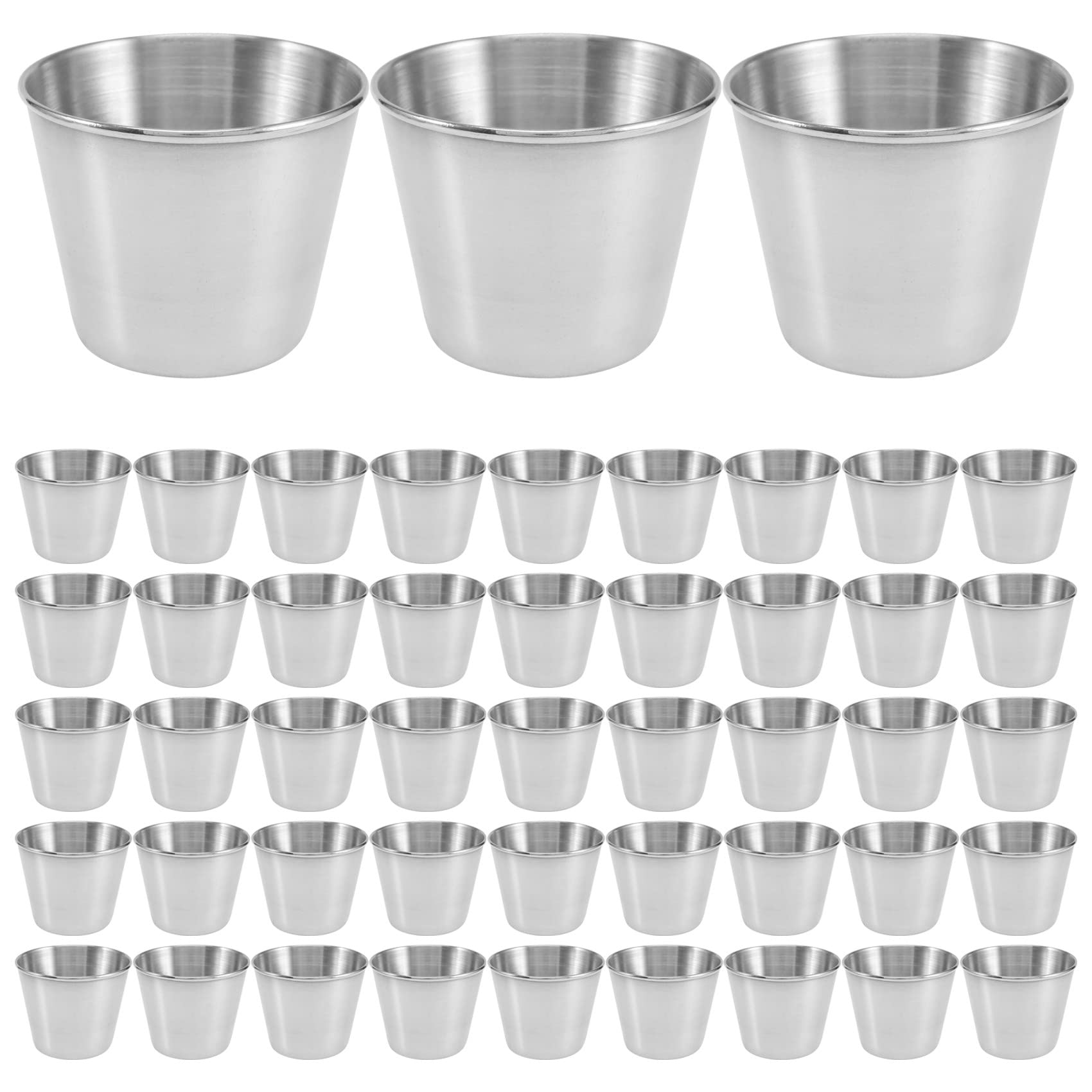 IMCCZONY 48 Packs 1.5Oz/45Ml Condiment Sauce Cups Stainless Steel Dipping Sauce Cups Reusable Condiment Dishes