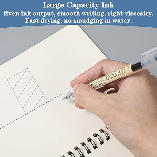 Miniatura 3 de 12 bolígrafos japoneses de tinta de gel negra de 0.014 in, punta extra fina, punta rodante, punta fina, escritura suave para diario, oficina,