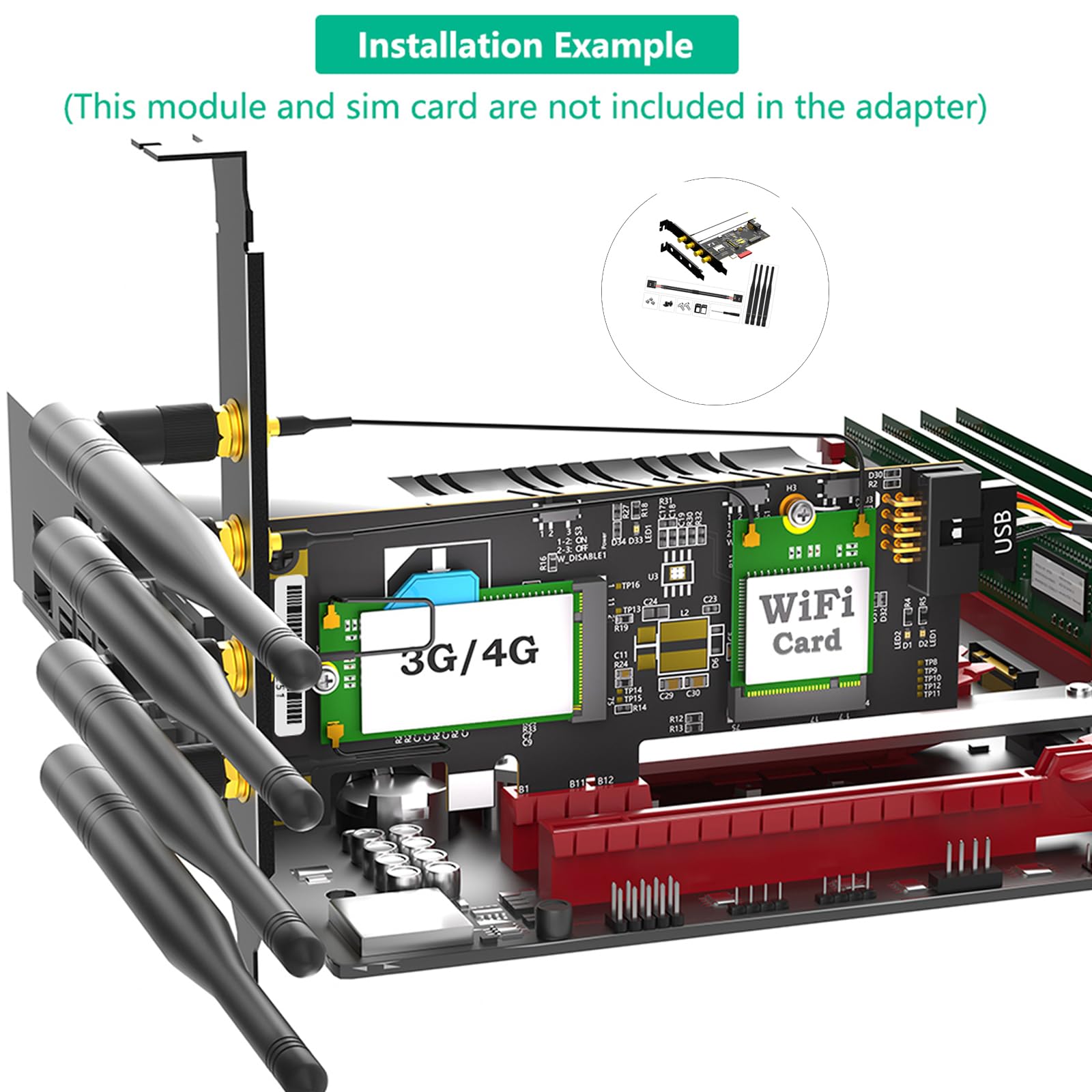 PCIE 1X Adaptateur Carte Réseau Installation Facile WiFi 6 Internet Rapide 2400 Mbit/s 3G pour Bureau Adaptateur de Bureau sans Fil