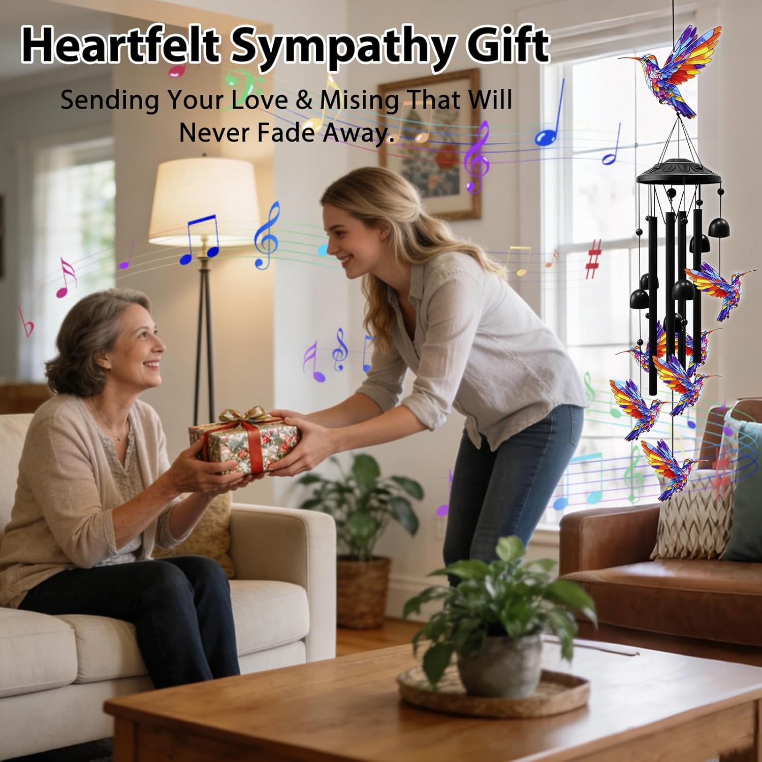 Hummingbird Wind Chimes for Outside,Metal Windchimes,Hummingbird Gifts for Women/Men,Durable Wind Chime Garden Decor Outdoor,Memorial/Housewarming/Birthday/Festival Gifts,Front Yard Decor