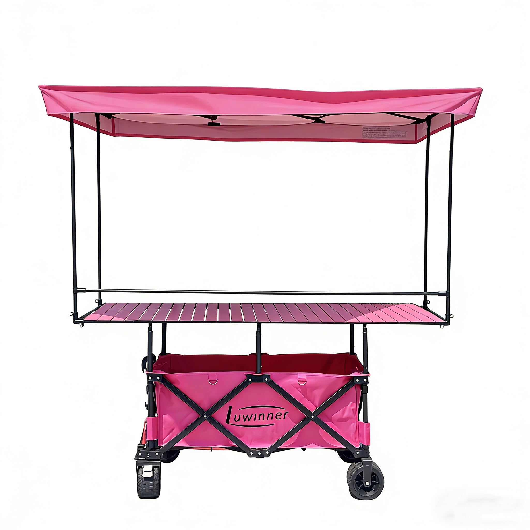 Collapsible Folding Wagon Heavy Duty Foldable Wagon Cart Grocery Portable Mobile Food Display Stand Vendor cart Outdoor Multifunctional Snack for Garden Beach Camping Sports Lightweight Utility (Size: