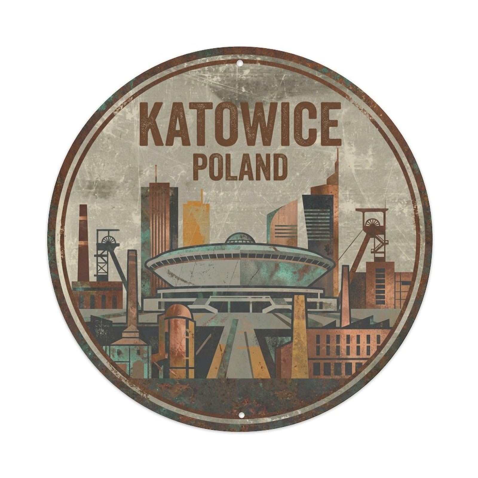 Xanthor Style Poland Retro Travel Katowice Metal Tin Sign