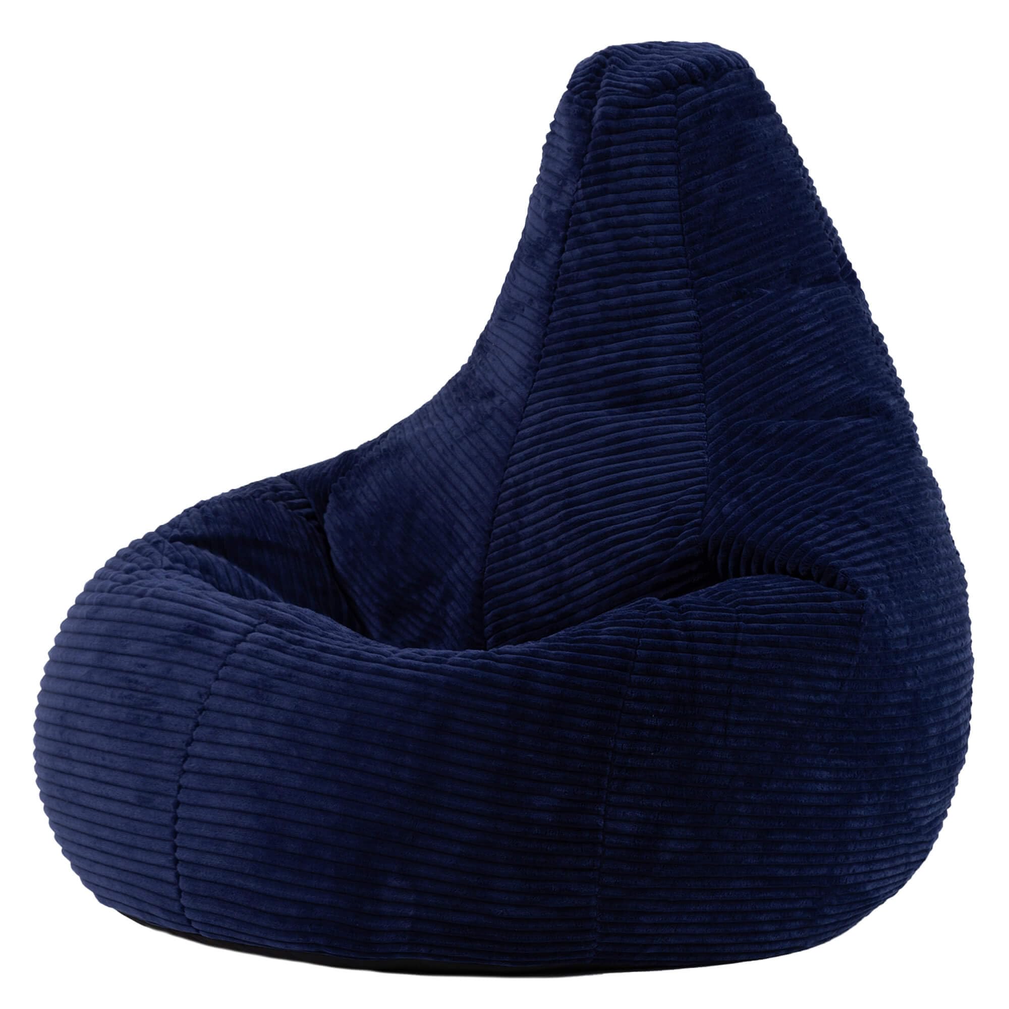 icon Dalton Cord Recliner Bean Bag, Navy Blue, Large Adult Bean Bag Chair with Filling Included, Comfy Chair, Living Room Furniture, Bedroom Furniture