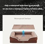 Bedfolks Orthopedic Dog Bed, Waterproof Dog Sofa Bed for Medium Dogs, Egg Foam Pet Couch Bed with Removable Washable Cover and Nonslip Bottom, Brown